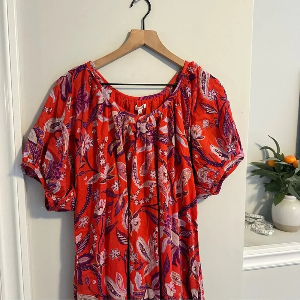 NWT Tuckernuck Sundry Red Cotton Floral Maxi Dress M/L - Picture 11 of 15